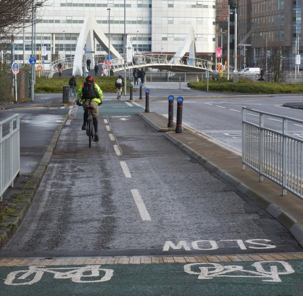 A segregated cycle route on the South West City Way