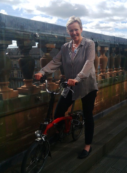 Fiona and her Brompton bicycle