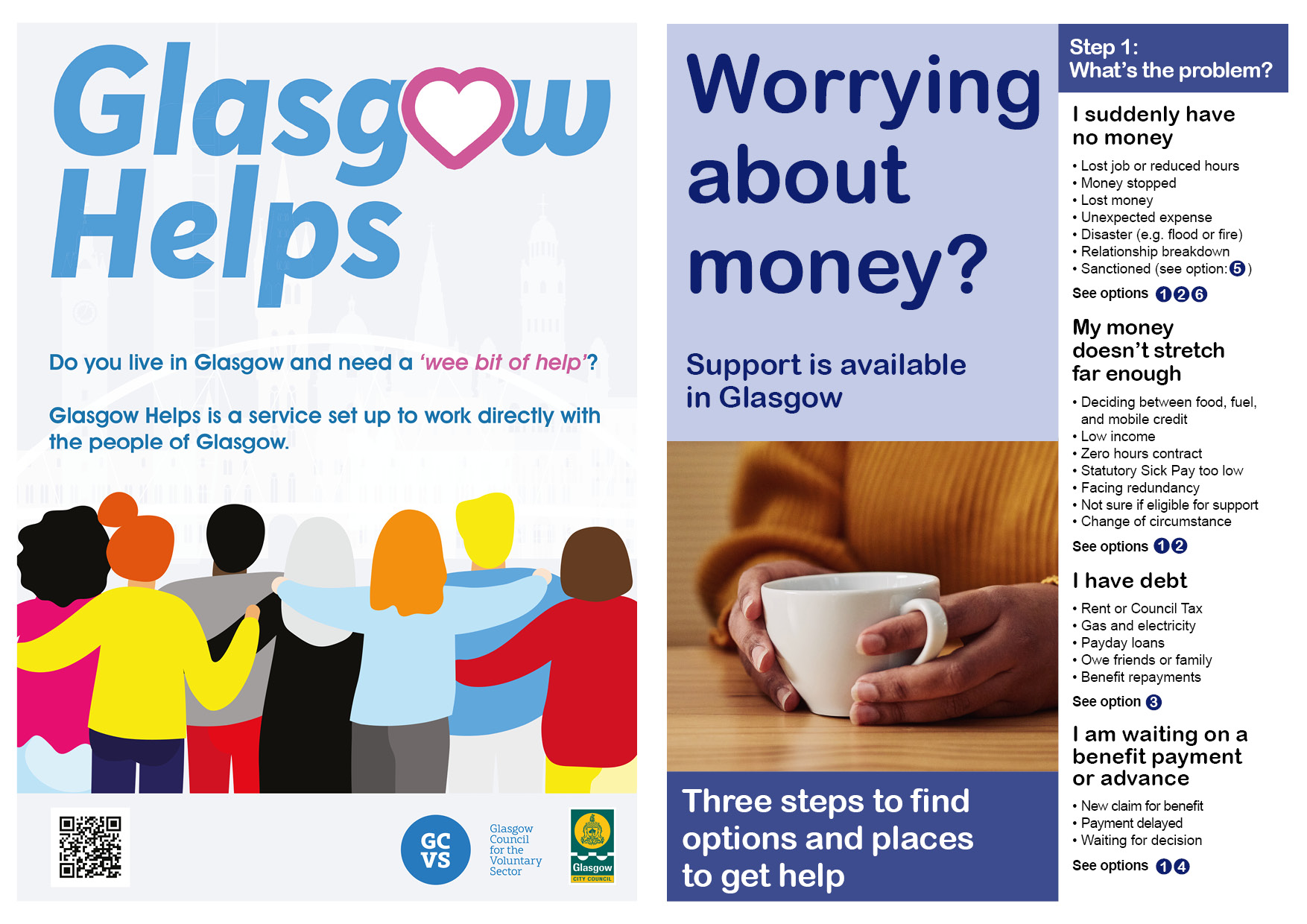 Front pages of two Cash First leaflets.
